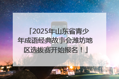 2025年山东省青少年成语经典故事会潍坊地区选拔赛开始报名！